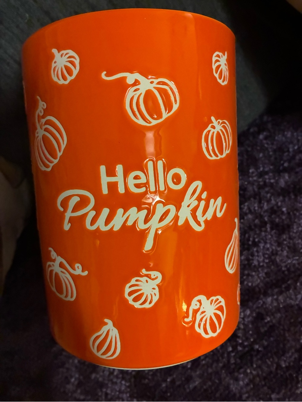Hello Pumpkin Orange Ceramic Utensil Holder